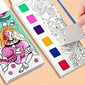 preiswerte Mal-, Zeichen- und Künstlerbedarf-12-teiliges Aquarell-Malbuch für Kinder, Mal- und Zeichenbuch für Schüler, Zeichen- und Malpapier mit integriertem Aquarellstift, der die Konzentration der Kinder verbessert