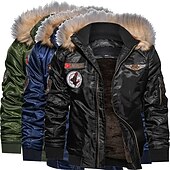tanie Kurtka ze skóry ekologicznej-Męskie Kurtka zimowa Skórzana kurtka Na zewnątrz Biznes Keep Warm Ochrona przed deszczem Zima Czarny Zieleń wojskowa Ciemnoniebieski Kurtki