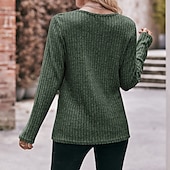 preiswerte Damen Einfache Oberteile-Damen T Shirt Burgunderrotes T-Shirt Glatt Basic Langarm Rundhalsausschnitt Normale Oberteile Täglich Wochenende Schwarz Wein Blau Grün Grau Herbst Winter