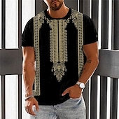 levne Vintage trička-Pánské Grafika Barevné bloky Argyle Tričko Krátký rukáv tričko 3D tisk Tričkový Košile Módní Designové Geleneksel Venkovní Denní Sport černá &amp; žlutá Černá Bílá Jaro léto Oblečení S M L XL 2XL 3XL