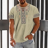 levne Vintage trička-Pánské Grafika Barevné bloky Argyle Tričko Krátký rukáv tričko 3D tisk Tričkový Košile Módní Designové Geleneksel Venkovní Denní Sport černá &amp; žlutá Černá Bílá Jaro léto Oblečení S M L XL 2XL 3XL