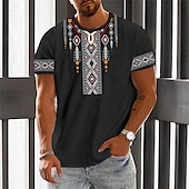 levne Vintage trička-Pánské Grafika Barevné bloky Argyle Tričko Krátký rukáv tričko 3D tisk Tričkový Košile Módní Designové Geleneksel Venkovní Denní Sport černá &amp; žlutá Černá Bílá Jaro léto Oblečení S M L XL 2XL 3XL