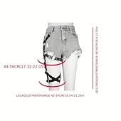 abordables Accesorios y más-Arnés gótico de una sola pierna, cinturón de liga punk, cinturón ajustable con remaches negros para el muslo, accesorios vaqueros para mujer