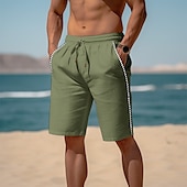 baratos Feriado-Homens Calção Shorts de verão Shorts de praia Com Cordão Cintura elástica Perna reta Retalhos Conforto Respirável Comprimento do joelho Casual Diário Feriado Moda Estilo Clássico Branco Azul