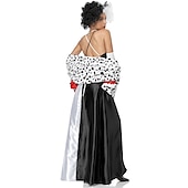 levne Dámské Kostýmy-Sto a jeden dalmatin Cruella de Vil Šaty Cosplay Paruky Maškarní Cosplay kostým Sexy kostým Filmové kostýmy for Dámské Dospělé Plesová maškaráda