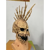 cheap Halloween Mask &amp; Props-Halloween Skull Mask Scary Full Head Skeleton Headgear Creepy Biochemical Mask Realistic Halloween Cosplay Latex Horror