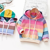 voordelige Hoodies &amp; Sweatshirts-Kinderen Voor meisjes Trui met capuchon Regenboog Streep Lange mouw Zak Lente Herfst leuke Style Streetwear Dagelijks Katoen Buiten Casual Normale pasvorm
