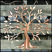 abordables decoración de pared de metal-Árbol de metal para decoración de pared, árbol de la vida, arte de pared de metal, pájaro, adorno para el hogar, dormitorio, sala de estar, decoración de ventanas