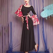 abordables Tenues de danse de salon-Danse de Salon Robe Imprimé Plissé Fantaisie Femme Utilisation Soirée manche longue Polyester Maille