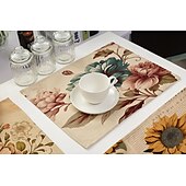 abordables Plaidemats &amp; Coasters &amp; Trivets-Manteles individuales de girasoles resistentes al calor, mantel individual resistente a las manchas, mantel individual para boda, cocina, mesa de comedor, decoración interior y exterior