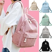 お買い得  図書袋-スクールバックパックバッグ 10 代の女の子のためのバックパック女性バッグパック女性コーデュロイブックバッグ原宿バッグ、新学期ギフト