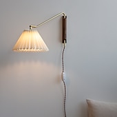 cheap LED Wall Lights-Lightinthebox Vintage Wall Lights with Plug Cable and Switch Wood Wall Lamp E27 Bedroom Bedside Lamps Adjustable Brass Holder Indoor Living Room Wall Wash Lights 110-240V