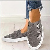 Χαμηλού Κόστους Γυναικεία Sneakers-casual slip-on πάνινα αθλητικά παπούτσια για γυναίκες με διακοσμητικές λεπτομέρειες με κουμπιά – άνετα καθημερινά παπούτσια για την άνοιξη, το καλοκαίρι και τις χαλαρές εξόδους