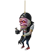 economico Ornamenti e pendenti per auto-Ciondolo per auto a forma di mostro a grande bocca 2PCS modello di bambola piatta in acrilico statua di topo pazzo Rat Fink alla guida accessori per auto Halloween decorazioni per casa