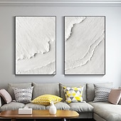 preiswerte Abstrakte Gemälde-Moderne Wandmalerei, schwer strukturiert, dick, 3D-abstrakt, weiß, Acrylgemälde, Leinwand, Bild, Kunst, handgemaltes Wandkunstwerk