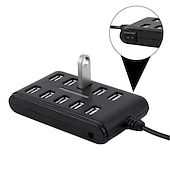 olcso USB-elosztók-hordozható 1db általános célú munkahelyi otthon kapcsolóval abs műanyag kétsoros tíz portos usb hub
