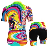 Χαμηλού Κόστους Γυναικεία σετ ρούχων-Γυναικεία Φανέλα και σορτς ποδηλασίας Κοντομάνικο Ποδηλασία Βουνού Ποδηλασία Δρόμου Καλοκαίρι Βιολετί Ροζ Μπλε Γραφική Ποδήλατο 3D Pad Γρήγορο Στέγνωμα Πίσω τσέπη Ύγρανση Αναπνέει Σπαντέξ Αθλητισμός