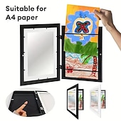 halpa Alennus $30:een-1kpl lasten taidekehys säilytystarvikkeet magneettinen etuaukko vaihdettava lasten taideteos kuvakehys juliste 3d piirustus maalauksia koulutehtäviä näyttö maalauksia järjestäjälaatikko