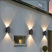 economico applique da esterno-lampada da parete a led per esterni 2w 4w 6w 8w up / down illuminazione interna a doppia testa curva impermeabile ip65 lampada da parete moderna camera da letto lampada ac85-265v