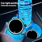cheap Decorative Lights-Smart Luminous Water Coaster LED Car Cup Holder Lights 7 Colors Changing USB Charging Mat Waterproof Cup Pad Interior Atmosphere Lamp Decoration Light for Oktoberfest Car Accessories 1pc
