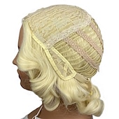 voordelige Historische pruiken-Vinger Golf Perzik Synthetisch Haar voor Vrouwen 1920s Vintage Cosplay Carnaval Feest Dagelijks Gewone Draag Korte Krullende Perzik Halloween Perziken