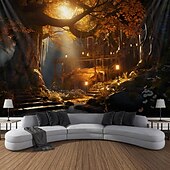 billiga Skogstapet-höst skog hängande gobeläng trippy väggkonst stor gobeläng väggmålning dekor fotografi bakgrund filt gardin hem sovrum vardagsrum dekoration