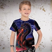 cheap Boy&#039;s 3D Animals-Boys 3D Graphic Animal Dragon T shirt Tee Short Sleeve 3D Print Summer Spring Active Sports Fashion Kids 3-12 Years Outdoor Casual Daily Regular Fit