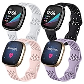 Χαμηλού Κόστους Ζώνες ρολογιών Fitbit-4 Πακέτο Smart Watch Band Συμβατό με Fitbit Versa 3 Sense Versa 4 Sense 2 σιλικόνη Εξυπνο ρολόι Λουρί Αδιάβροχη Ρυθμιζόμενο Αθλητικό Μπρασελέ Αντικατάσταση Περικάρπιο