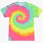 billige Retro grafikk-Disk Tie Dye T-skjorte Animé 3D Graphic Til Par Herre Dame Voksne Maskerade 3D-utskrift Fritid / hverdag