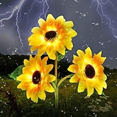 abordables Éclairage au sol-3-en-1 tournesol lumières solaire extérieur led cour parc décoration tournesol sol insertion atmosphère lumière pelouse imitation lampadaire pelouse lampe