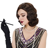 olcso Történelmi parókák-Finger Wave Paróka 1920-as Évek Retro Közép Hosszú Göndör Szintetikus Haj Nőknek Cosplay Karnevál Partira Jelmez Halloween Parókák