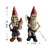 levne Halloweenové závěsné a stolní dekorace-2ks halloweenská kostra skřítci pryskyřice zombie skřítci sochy kostra trpasličí ornament hrůza lebka elf trpasličí figurky na trávník před verandu halloween dekorace stolní dekorace