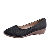 economico Slip-ons e mocassini da donna-ballerine con zeppa glitterate rosa da donna: comode ballerine scintillanti slip-on per uscite casual, feste e uso quotidiano