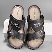 cheap Casual Sandals-Men&#039;s Casual Slip-On Brown Sandals – Lightweight Open-Toe Design with Double Straps and Cushioned Sole