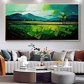 abordables Peintures paysages-main peinture à l'huile toile mur art décoration abstrait paysage marin peinture coloré bord de mer coucher de soleil pour la décoration intérieure roulé sans cadre non étiré peinture
