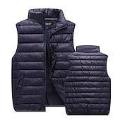 economico Gilet Puffer da Uomo-Per uomo Gilet trapuntato Cardigan Uscire Casual Tutte le stagioni Tasca Poliestere Semplice Cerniera Collo alla coreana Vestibilità regolare Nero Rosso Blu marino Grigio Gilet