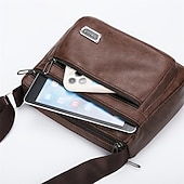 economico Borselli da uomo-borsa a tracolla in similpelle marrone da uomo - borsa a tracolla con tasche multi-cerniera per l&#039;uso quotidiano e i viaggi