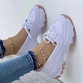 cheap Women&#039;s Sneakers-Women&#039;s Blue Suede Casual Sneakers - Comfortable Lace-Up Walking Shoes with Chunky Sole for Everyday Wear