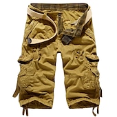 cheap Classic-Men&#039;s Cargo Shorts Shorts Capri Pants Hiking Shorts Leg Drawstring 6 Pocket Plain Comfort Outdoor Daily Going out Fashion Streetwear Wine Army Green