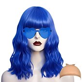 billige Karnevalsparykker-kort bob hår parykker rett med flat smell syntetisk fargerik cosplay daglig fest neon parykk for kvinner (kun parykker)