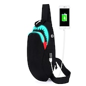 cheap Laptop Bags,Cases &amp; Sleeves-USB function backpack School Bag Men Fashion USB Charging Night Luminous Backpack Shark Laptop Backpack Teenagers School Bag Travel Bag Black