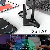 رخيصةأون أجهزة توجيه لاسلكية-محول wifi للكمبيوتر المحمول ، ac1300 usb3.0 ، بطاقة شبكة USB مزدوجة النطاق للكمبيوتر ، دونجل USB wifi عالي السرعة مع قاعدة مغناطيسية ، USB wifi إشارة الداعم