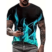 economico cranio e ossa-Per uomo Pop art Fiamma maglietta Manica corta maglietta Stampa 3D Girocollo Camicia Vintage Di tendenza Originale Esterno Giornaliero Sport Giallo Blu Rosso Primavera estate Abbigliamento S M L XL