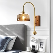 economico Lampade LED da parete-lightinthebox applique da parete a led in vetro a 1 luce, applique moderna e27, applique da parete minimalista quadrata in vetro marrone, lampada da parete moderna ad angolo regolabile, per studio