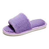 cheap Women's Slippers &amp; Flip-Flops-Women's Plush Fuzzy Open-Toe Slippers – Cozy Indoor Home Shoes with Soft Faux Fur for Winter Comfort