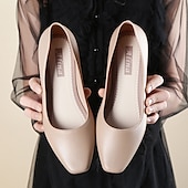 abordables Sandalias planas de mujer-Zapatos negros de tacón bajo para mujer: zapatos clásicos sin cordones con punta redonda para la oficina, el trabajo y ocasiones formales.