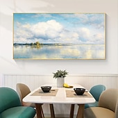 abordables Peintures paysages-main peinture à l'huile toile mur art décoration abstrait paysage marin peinture coloré bord de mer coucher de soleil pour la décoration intérieure roulé sans cadre non étiré peinture