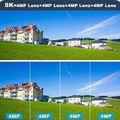 tanie Kamery IP zewnętrzne-16mp 8k wifi kamera ip 10x zoom 4k zewnętrzna kamera bezpieczeństwa nadzór ai track cztery obiektywy trzy ekrany mini kamera uliczna 360°