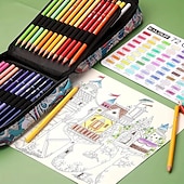 preiswerte Mal-, Zeichen- und Künstlerbedarf-Premium-Buntstifte für Malbücher für Erwachsene, Set mit 72 Farben, Federmäppchen mit Reißverschlussschlitz, mit Spitzer, weicher Kern, 7 Metallic-Farben, ideal zum Schichten und Mischen, für