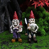 levne Halloweenové závěsné a stolní dekorace-2ks halloweenská kostra skřítci pryskyřice zombie skřítci sochy kostra trpasličí ornament hrůza lebka elf trpasličí figurky na trávník před verandu halloween dekorace stolní dekorace